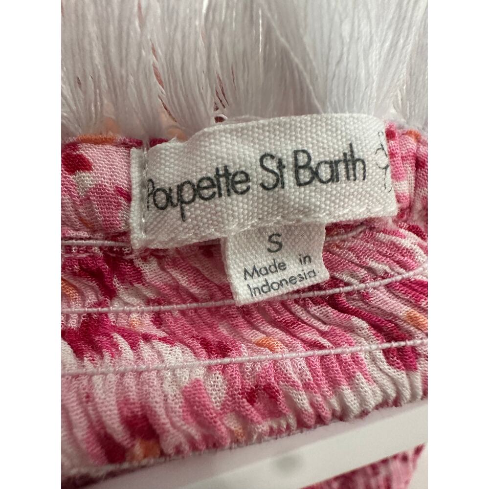 Poupette St Barth Floral Print Strapless Smocked Claire Mini Dress Pink Size S3 - Picture 6 of 8